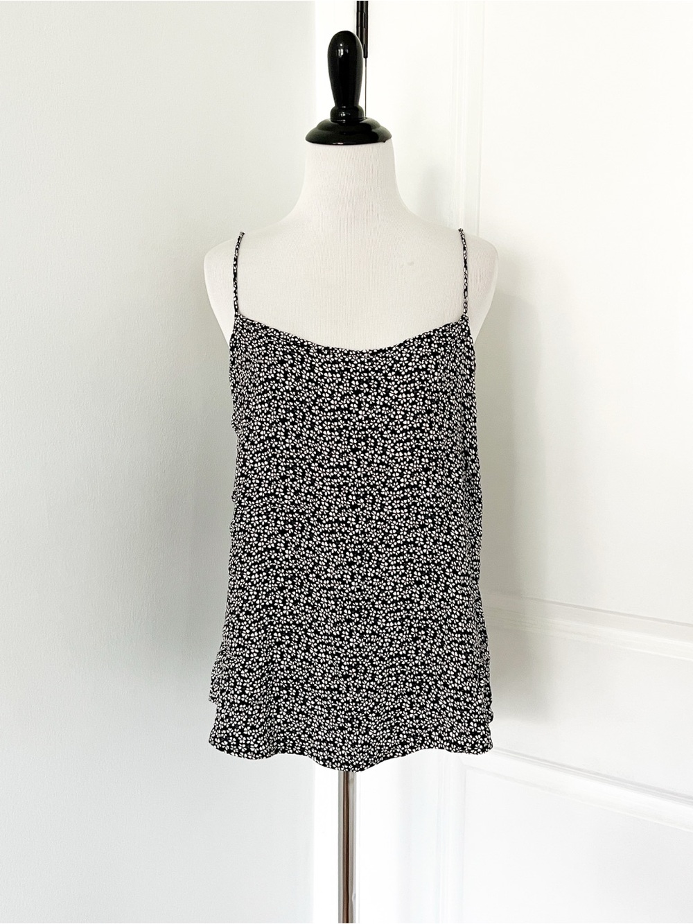 Reformation Black and White Floral Spaghetti Strap Cami - Large